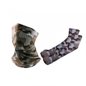 Ветро- и пылезащитная термомаска для активного отдыха, велоспорта, бега, альпинизма, рыбалки и поездок, унисекс Jeep, sun protection three-piece set[face masks * camouflage 1 pc+cooling arm sleeves * 2 pack темно-коричневый]