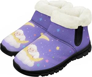 Зимние сапожки для девочек-детей, противоскользящие прогулочные кроссовки с меховой подкладкой, без шнурков, теплые короткие ботинки Pointodoor, Sheep