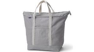 Очень большая однотонная холщовая сумка-тоут с пятью карманами и застежкой-молнией сверху Lands' End, цвет silver graphite