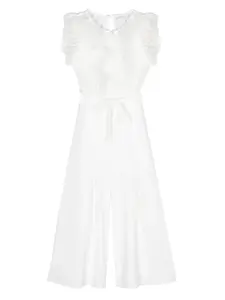 Комбинезон с цветочным кружевом и оборками Monnalisa, белый