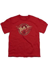 Футболка с коротким рукавом для детей "Бэтмен против Супермена: Щит Чудо-женщины" Gildan, красный