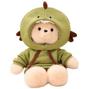 Милый плюшевый мишка с капюшоном из льна, съемная плюшевая кукла, высота 40см/50см Click, Transformation Dinosaur Ecru Bear