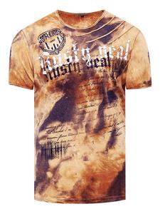 Футболка с цветным тай-дай батик-принтом и логотипом цвета верблюжьей шерсти Rusty Neal