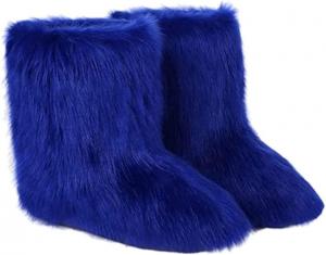 Женские разноцветные сапоги TangDao из искусственного меха, пушистые, мягкие, с округлым носком, из замши, зимние, удобные, теплые, короткие снегоступы на плоской подошве, сапоги до середины голени, для улицы и дома, Navy