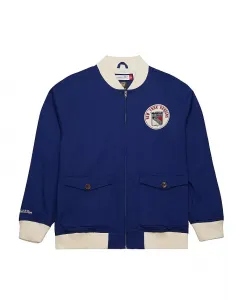 Мужская синяя хлопковая куртка New York Rangers Vintage Coaches с молнией Mitchell & Ness