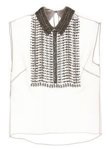 Шифоновый топ с бисером Alberta Ferretti, серый