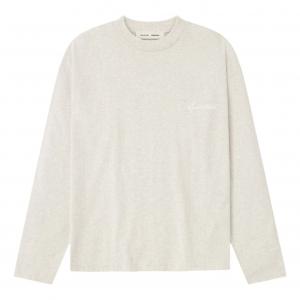 Классическая футболка с длинными рукавами и вышивкой Fear of God Essentials, цвет «Овсяный меланж»