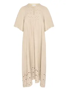 Платье миди с вышивкой Yves Salomon, бежевый