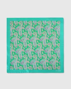 Зеленый шелковый шарф с узором пейсли Olimpo