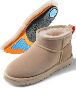 Мини-сапожки MelSyd из 100 австралийской овчины с поддержкой свода стопы - теплые термоботинки до -40F (-40C) - водонепроницаемая замша и дышащая зимняя обувь для городской прогулки и офисного ношения Mel&Syd, Arch-sand