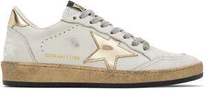 Белые и золотые кроссовки Ball Star Golden Goose