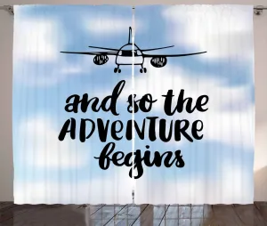 Штора ABAKUHAUS в деревенском стиле с надписью, выполненная чернилами, для спальни, присборенная, с петлями и крючками, 280 x 175 см, цвет: черный, белый, синий Abakuhaus