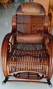 Jiajing Furniture Кресло-качалка из ротанга с двойными подушками, ковриком, цвет crown coffee row