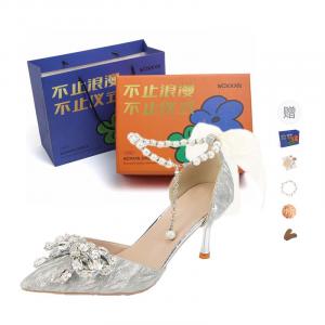 Тонкие каблуки Женские туфли на шпильке Серебристые WOXXXN, Серебристый [Подарочный набор] + Подарок