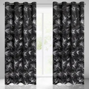 Штора СТЕЛЛА, черная, серебристая, светло-серая, 140x250 см, люверсная Eurofirany