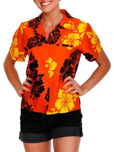 Блуза King Kameha Mono Hibiscus, оранжевый