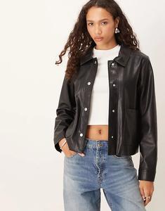 Короткая куртка Vila из искусственной кожи черного цвета