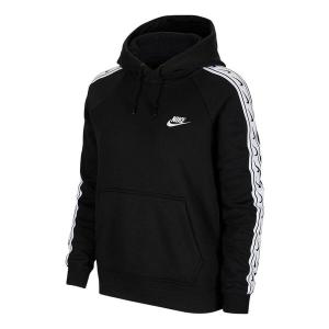Толстовка (WMNS) Nike Club Woven Allover Print Hoodie 'Black', черный
