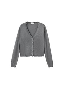 MANGO TEEN Вязаный кардиган 'Super' в крапчатом сером цвете