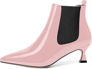 Женские ботильоны MOVINSTEPS с мягким верхом из лакированной кожи, на низком каблуке-лодочке, с острым носком и высотой голенища до щиколотки, каблук 2 дюйма, Pink