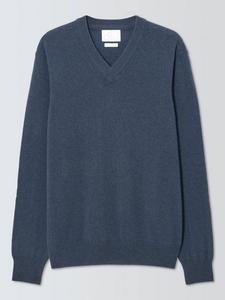 Свитер с v-образным вырезом из кашемира Made in Italy John Lewis, Blue Slate