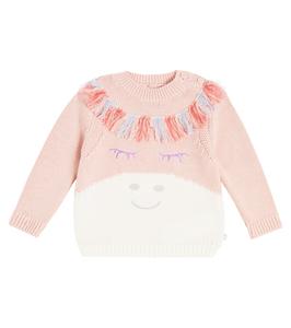 Детский хлопковый свитер с бахромой Stella McCartney Kids, розовый