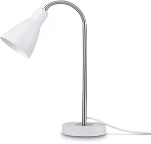 Paco Home Настольная лампа "WILHELM", 1 лампочка, лампочка E27 | без лампочек, с совместимыми диммерами и лампочками Высота: 43,2 см., цвет Weiß-Metall gebürstet