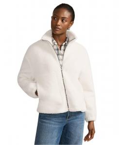 Женская флисовая куртка с застежкой-молнией и меховой отделкой Lands' End, Ivory