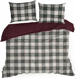 EUROFIRANY | Рождественское постельное белье - Рождественское постельное белье - 160 x 200 см - Бело-красная клетчатая ткань - Комплект постельного белья - Зима - Рождество Eurofirany