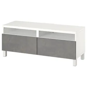 Тумба под телевизор, белый/темно-серый, 120x42x48 см, KALLVIKEN, нажимной BESTÅ IKEA