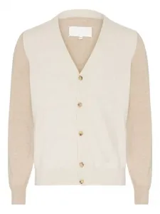 Шерстяной кардиган с нашивками на локтях Maison Margiela, бежевый
