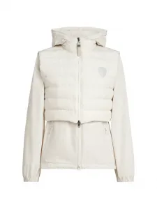 Ветровка из технической хлопковой таффеты со съемным пуховым жилетом, логотипом и украшением monili Brunello Cucinelli, бежевый