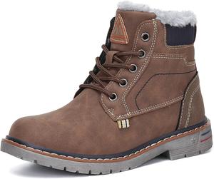 Зимние ботинки для мальчиков и девочек Mishansha, водонепроницаемые детские походные ботинки, теплые ботинки с меховой подкладкой для холодной погоды, уличные прогулочные обувь, Brown