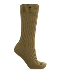 Хлопковые носки с логотипом Ami Paris, зеленый