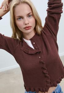 Кардиган Stradivarius WITH BUTTONS AND RUFFLES, Dark Brown