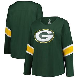 Женская футболка Green Bay Packers plus size Redzone с 3/4 рукавом и круглым вырезом Fanatics