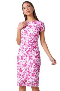 Эластичное платье из кружева с цветочным принтом и сборками Roman, белый