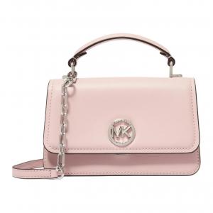 Michael Kors Женская сумка на одно плечо Delancey из натуральной кожи с расщепленным плетением, светло-розовая