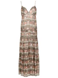 Amir Slama шелковое платье макси с графичным принтом, зеленый