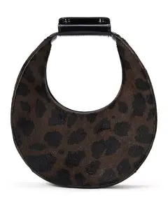 Сумка через плечо Good night moon с леопардовым принтом из телячьей шерсти Staud, коричневый