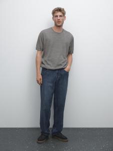 Футболка с короткими рукавами из шерстяной смеси Massimo Dutti, Medium Grey