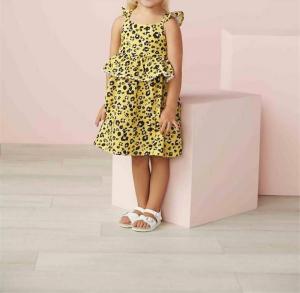 Желтое леопардовое платье для девочки Mudpie, желтый