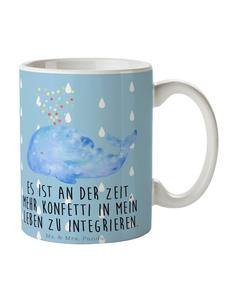 Кофейная кружка с конфетти в виде кита и надписью пастельно-голубого цвета Mr. & Mrs. Panda
