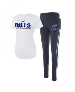 Женский комплект из футболки и леггинсов Buffalo Bills Sonata белого и угольного цветов Concepts Sport