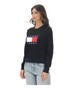 Черный свитер с круглым вырезом, повседневный стиль. Tommy Jeans, черный