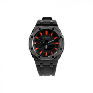 Часы Casio G-Shock Analog-Digital 2100 Series, арт. GA-2100-1A1, 44 мм, черный/черный/черно-оранжевый