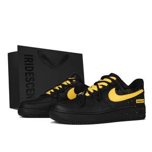 Кроссовки Air Force 1 с низким верхом для скейтборда, устойчивые к истиранию, унисекс, черно-желтые Nike, Black Yellow