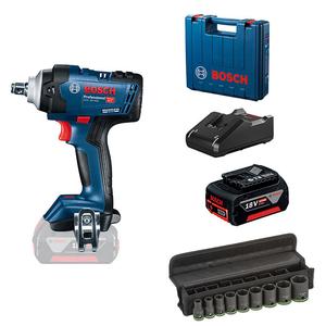 Гайковерт Bosch GDS 18V-400 + набор из 9 предметов, аккумулятор 4.0Ah, зарядное устройство
