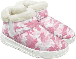 Женские пушистые зимние ботинки для снега для женщин и мужчин, удобные ботильоны на липучке, теплые мягкие ботинки с тянущейся манжетой Cugasmaru, розовый