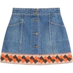 Джинсовая юбка миди с жаккардовой отделкой Valentino, синяя